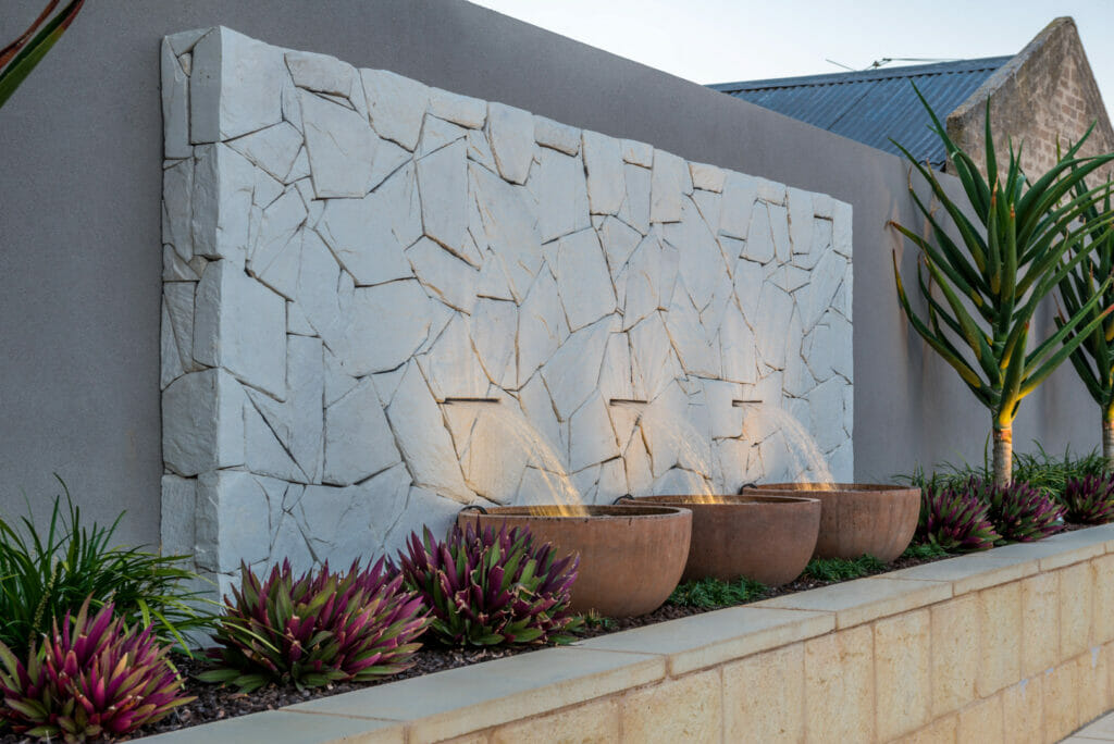 Arctic Limestone feature wall wet area