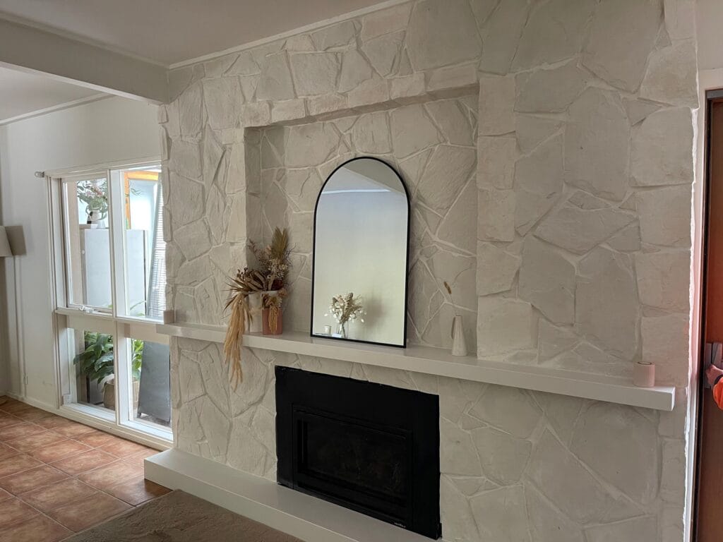 Arctic Limestone Fireplace grouted