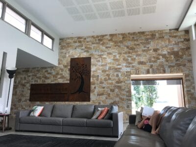 Dry Stack Natural Grey feature wall living