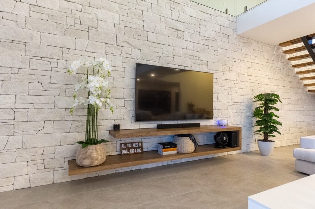 Dry Stack Limestone feature wall