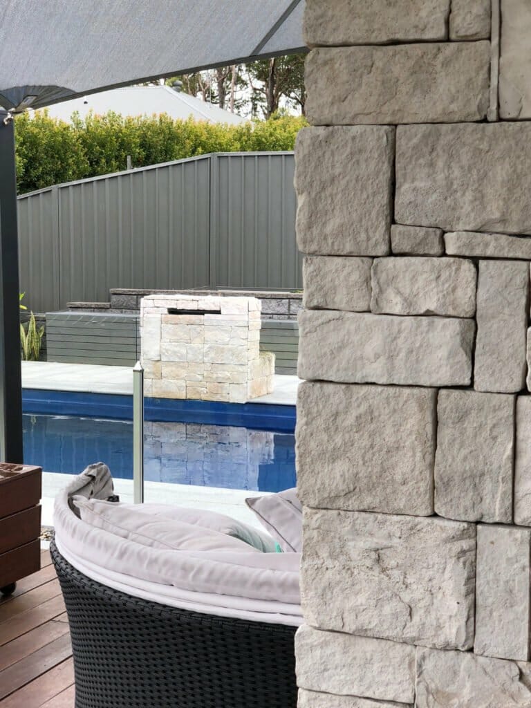 Dry Stack Limestone feature wall