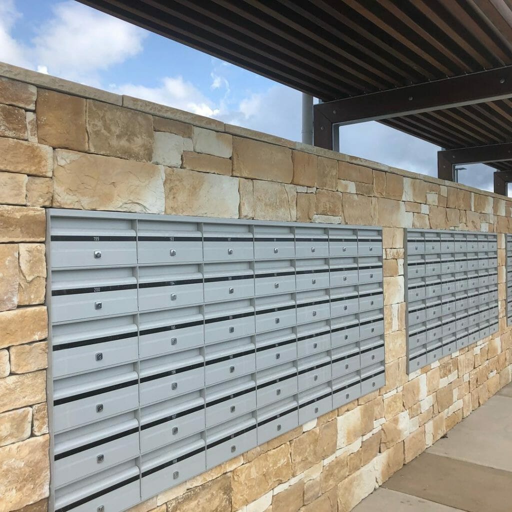 Dry Stack Sandstone feature wall estate