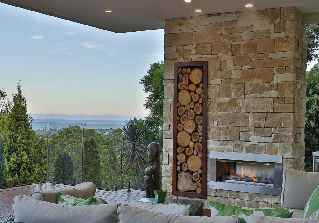 Dry Stack Sandstone fireplace