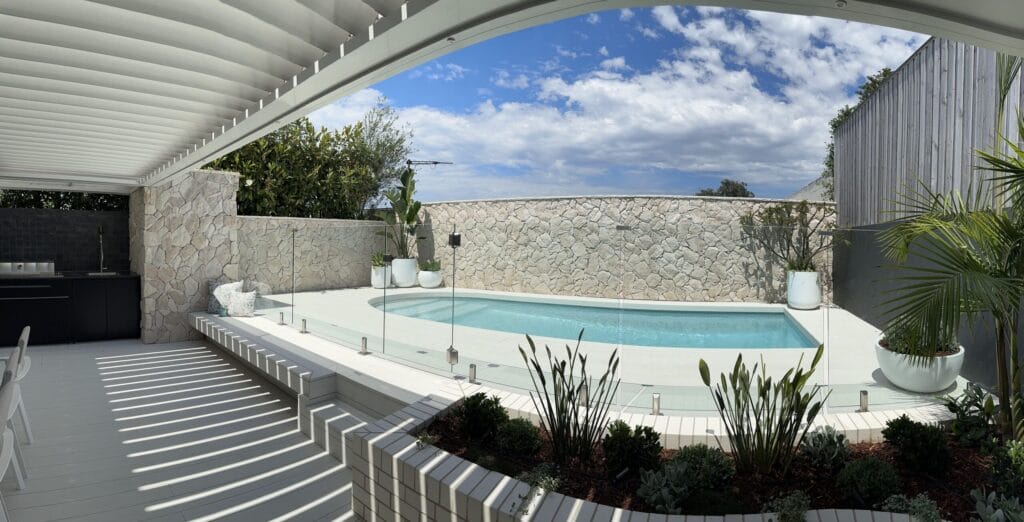 Coastal Travertine pool outdoor living