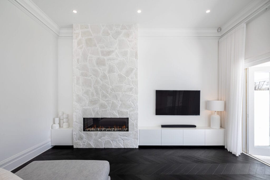 Arctic Limestone fireplace